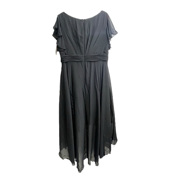 A-line V-Neck Asymmetrical Lace Chiffon Bridesmaid Dress With Pleated Size 18W - Picture 3 of 7